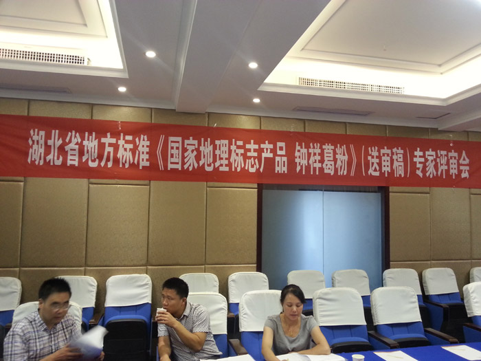2015年8月湖北省地方标准（国家地理标志产品钟祥葛粉）专家评审会在武汉举行，九游会可靠公司参加答辩